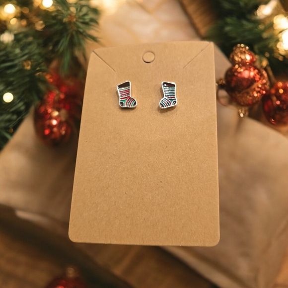Holiday Sock Festive Stud Earrings - Picture 1 of 2